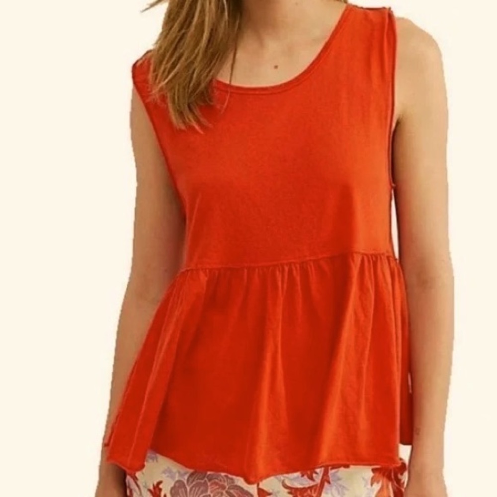 SOLD🚨Free People Raw Edge Drop Waist Sleeveless Anytime Tank Orange - Picture 5 of 10